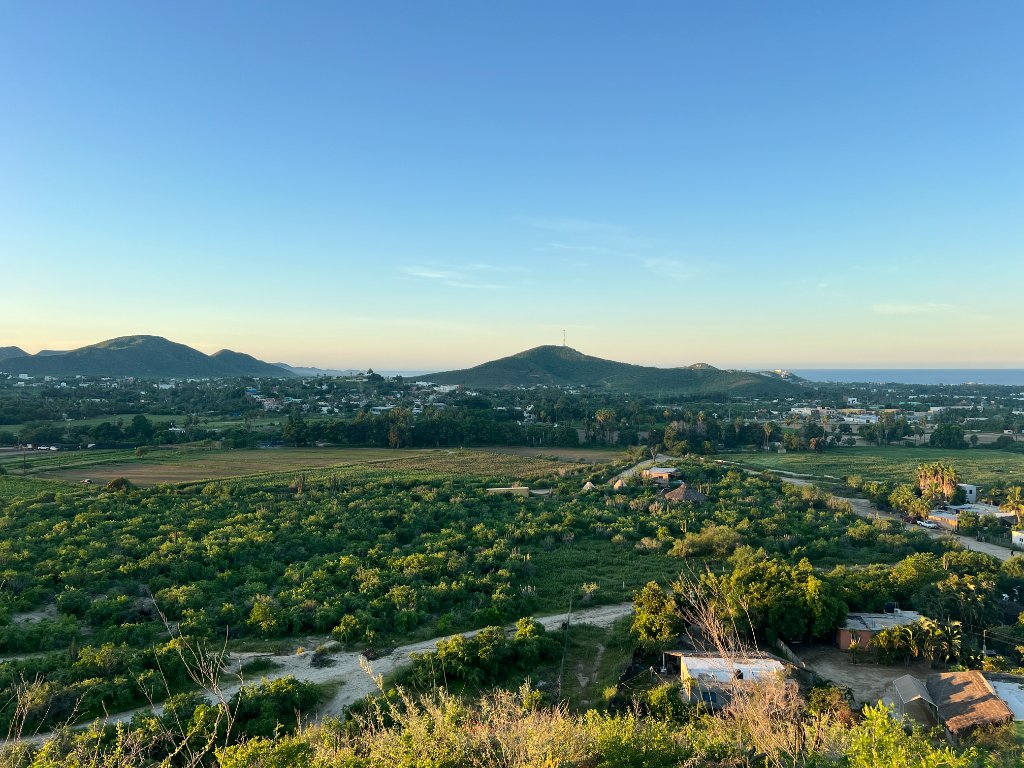 Vista aérea de El Pescadero, BCS — sede de Tierra Mojada